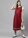 MomToBe Maroon Maternity Nursing A-Line Midi Dress - M