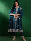 Sangria Ethnic Motifs Embroidered Regular Kurta With Trousers & With Dupatta