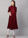 MomToBe Women Maroon Maternity Nursing Anarkali Kurta - XXL