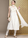 House of Pataudi Women Jashn Floral Zari Work Regular Kurta With Churidar & Dupatta