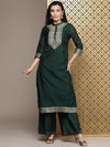 House of Pataudi Women Jashn Paisley Yoke Design Zari Work Regular Kurta With Palazzos