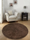 Saral Home Neon Shaggy Yarn Anti-Skid Round Mats Colour Brown
