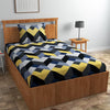 Homefab India 160 TC Glace Cotton Single BedSheet with 1 Pillow Cover Black Grey Checks