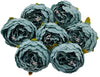 6 Pcs Artificial Fabric Rose Flower Heads Handmade Peony Style Flowers Bluee