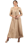 Janasya Women's Poly Silk Anarkali Kurta Beige