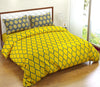 200TC 100% Cotton Printed Zippered Duvet Cover/Blanket/Quilt Comforter Cover/Razai Cover King Size with 2 Pillow Covers Colour Dori & Damask Mustard Yellow