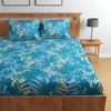 Homefab India 160 TC Glace Cotton Double BedSheet with 2 Pillow Covers Aqua Floral