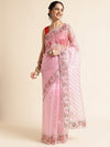 Fabmora Striped Embroidered Sequinned Saree