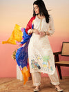 Sangria Ethnic Motifs Printed Pure Cotton Straight Kurta With Salwar & Dupatta