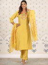 House of Pataudi Embroidered Regular Thread Work Kurta With Trousers & Dupatta