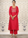 House of Pataudi Floral Yoke Design Zari Kurta With Trousers & Dupatta