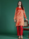 Sangria Women Zari Woven Design Gotta Patti Kurta with Trousers