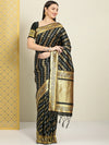 House of Pataudi Black & Golden Ethnic Motif Zari Silk Blend Banarasi Saree