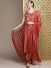 House of Pataudi Women Jashn Floral Zari Work Regular Kurta With Churidar & Dupatta