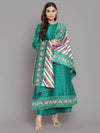 Ahalyaa Women Sea Green Printed Gotta Patti Kurti with Palazzos & Dupatta