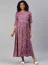 MomToBe Mauve Floral Printed Maternity Nursing Maxi Dress