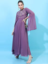 Vishudh Purple Embellished Maxi Dress