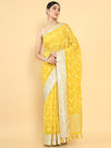 Soch Mustard & Silver Toned Floral Zari Organza Saree