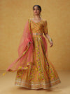 Likha Ghoomar yellow Printed Lehenga and Choli with Dupatta LIKLEH08 (Set of 3) - M