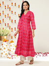 Varanga Women Pink & Gold-Toned Ethnic Motifs Printed Anarkali Kurta