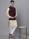 Jompers Striped Thread Work Kurta with Pyjamas & Nehru Jacket