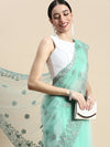 Kasee Sea Green Floral Embroidered Net Saree