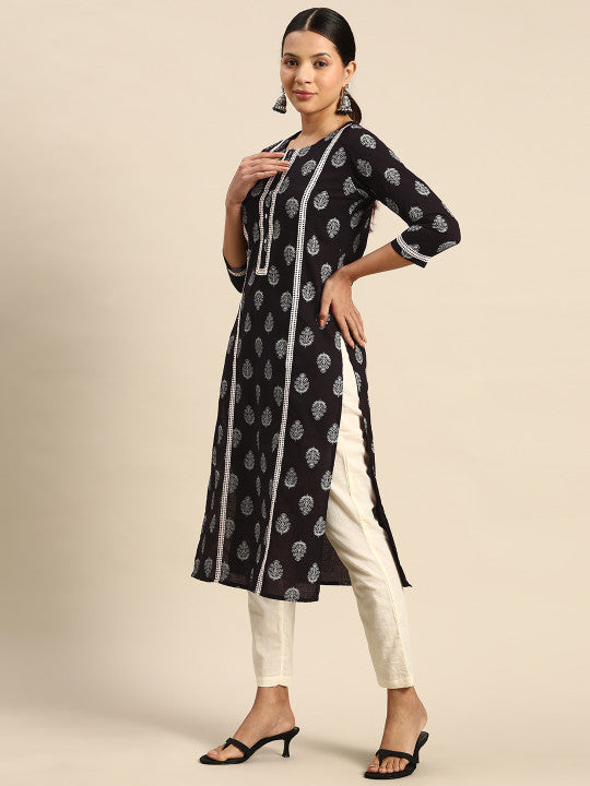 anayna Ethnic Motifs Printed Block Print Kurta