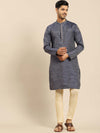 Amodh by Kisah Men Blue Kurta (Set of 2)