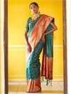 Janasya Ethnic Motifs Woven Design Zari Saree