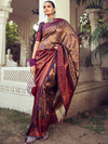 Satrani Ethnic Motifs Woven Design Zari Banarasi Saree
