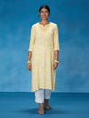 Likha Yellow Rayon Embroidered Printed Kurta LIKKUR201