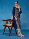 Likha Navy Blue Rayon Printed Kurta LIKKUR202