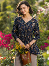 Libas Floral Printed V-Neck Pleated Kurti