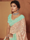 Satrani Floral Chikankari Pure Chiffon Heavy Work Saree