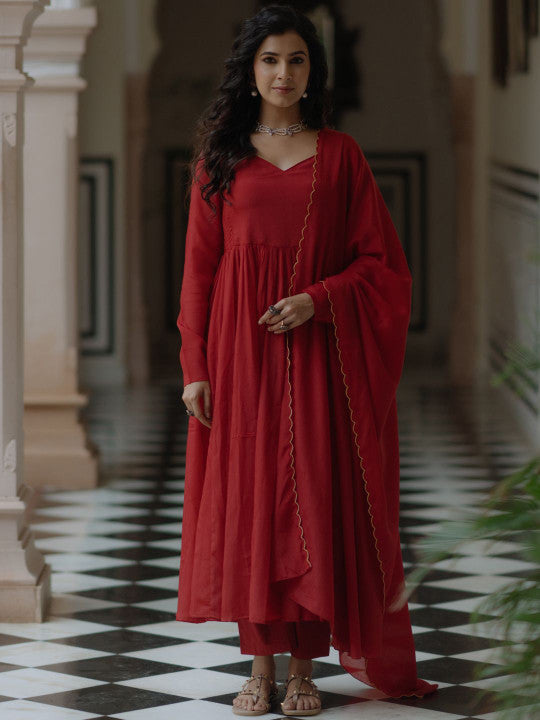 anayna Women Panelled Kurta with Trousers & With Dupatta