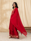 Likha Red Embroidered Kurta Sharara and Dupatta LIKSKD74 (Set of 3) - M