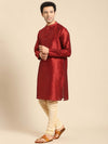 Amodh by Kisah Men Maroon Kurta (Set of 2) - S