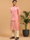 Vastramay Embroidered Sequinned Kurta With Pyjamas & Nehru Jacket