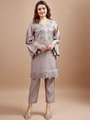 Tikhi Imli Floral Embroidered V-Neck Tunic & Trousers