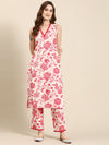 Anayna Floral Printed Cotton Linen Blend Kurta with Trousers