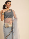 Kasee Solid Sequinned Embroidered Net Saree