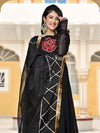 Urbanstree Black Rose Anarkali Kurta with Pant & Dupatta (Set of 3)