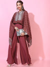 Vishudh Women Maroon Printed Top with Palazzo