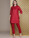 House of Pataudi Ethnic Motifs Embroidered Regular Sequinned Jashn Kurti With Trousers