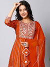 Here&now Floral Embroidered Anarkali Kurta with Sharara & Dupatta