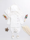 Vastramay Sishu Infant Boys Chanderi Cotton Kurta with Dhoti Pants, Cap & Shoes