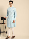 Amodh by Kisah Men Blue Kurta (Set of 2)