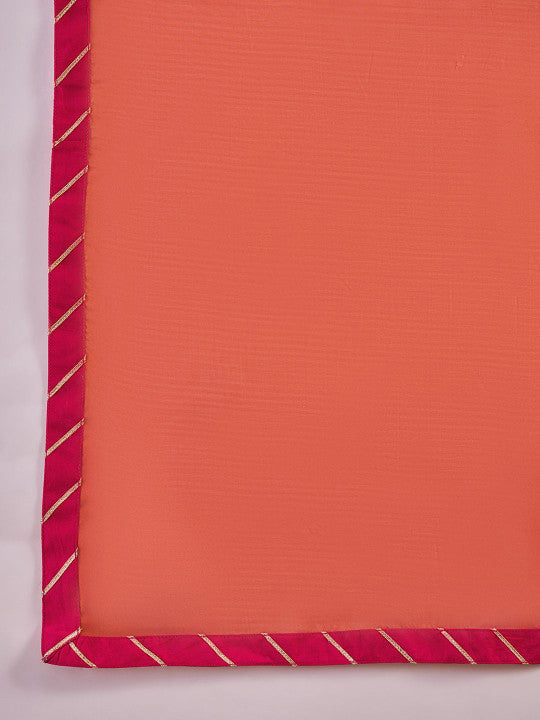 Sangria Zari Sequence Cording Embroidery With Lace A Line Kurta With Trousers & Dupatta