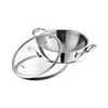 Vinod Platinum Triply Stainless Steel Extra Deep Kadai with Glass Lid 3.2 Litre (24 cm) | 2.5mm Thick | Kadai for Cooking