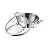 Vinod Platinum Triply Stainless Steel Extra Deep Kadai with Glass Lid 2.5 Litre (22 cm) | 2.5mm Thick | Kadai for Cooking